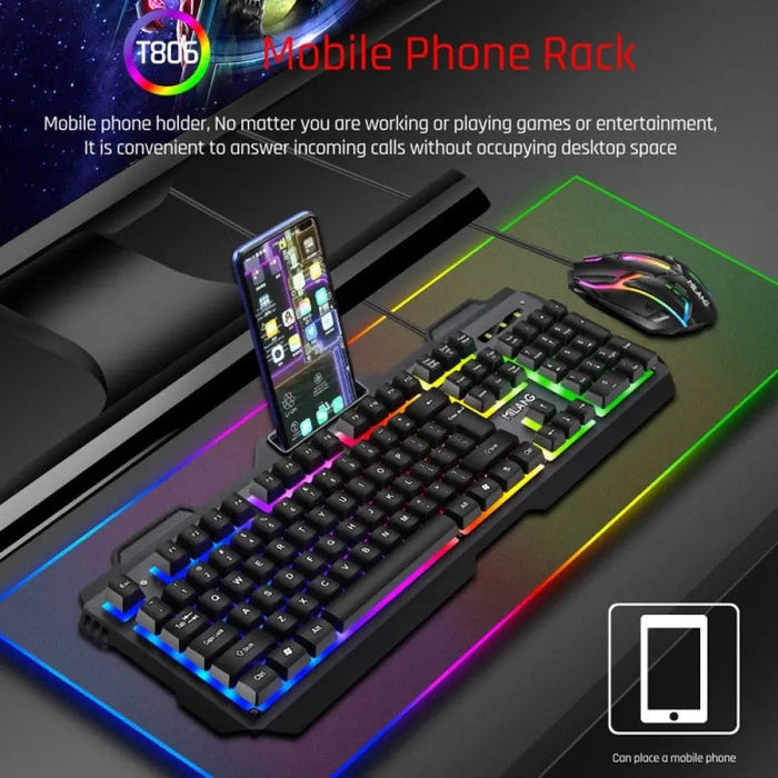 Mechanical Feel Wired Usb Rgb Colourful Luminous Keyboard