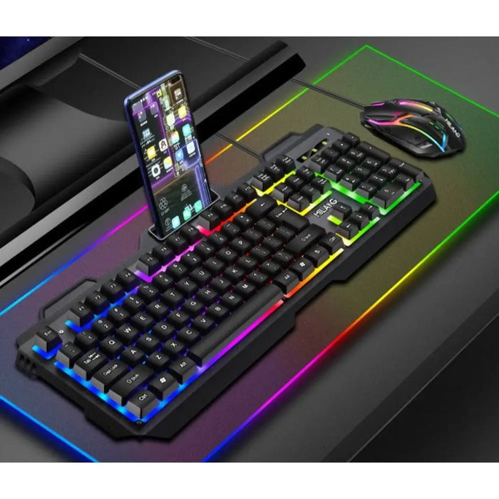 Mechanical Feel Wired Usb Rgb Colourful Luminous Keyboard