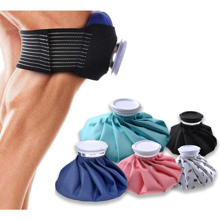 Medical Reusable Ice Cold Hot Water Bag with Elastic Wrap For Injuries Pain Relief