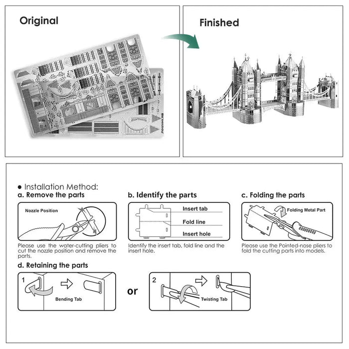3d Metal Puzzle London Tower Bridge Diy Building Kit Toys