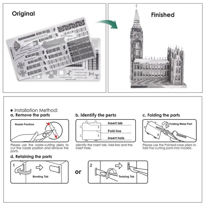 3d Metal Puzzle Model Kits Big Ben Building Diy Toy