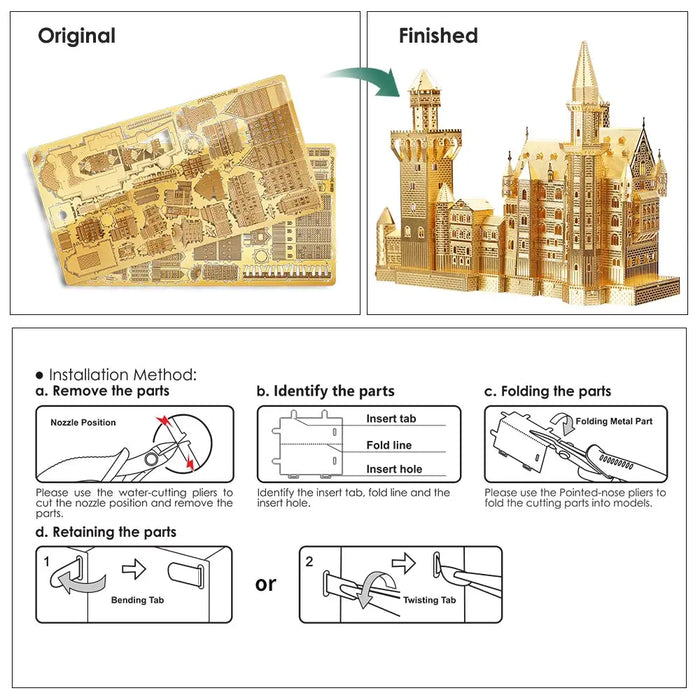 3d Metal Puzzle Neuschwanstein Castle Model Building Kits