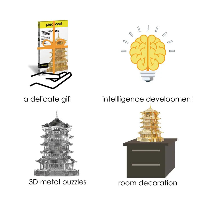 3d Metal Puzzles For Adult Kids Yellow Crane Tower Diy