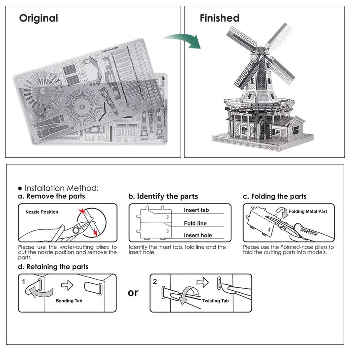 3d Metal Puzzles Diy Dutch Windmill Model Kits For Teens