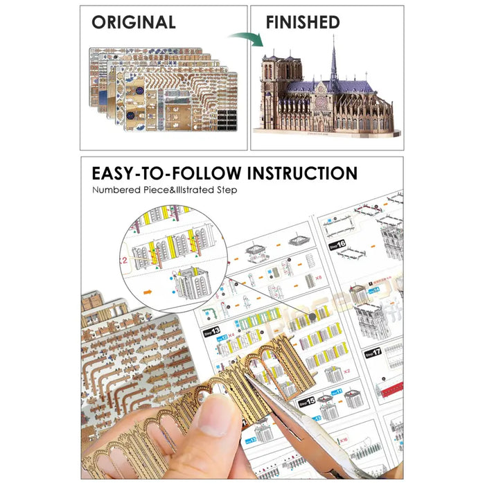 3d Metal Puzzles Jigsaw Notre Dame Cathedral Paris Diy