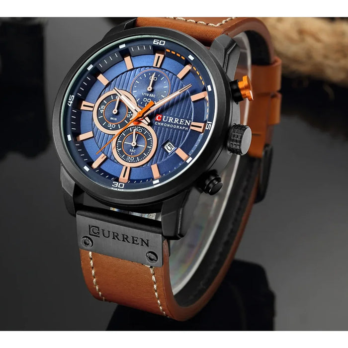 Military Sport Watches Men's Quartz Clock Leather Strap Waterproof Date Wristwatch