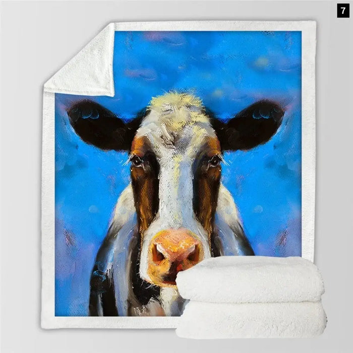 Milk Cow Blankets For Beds Colorful Plush Bedspread Pastel