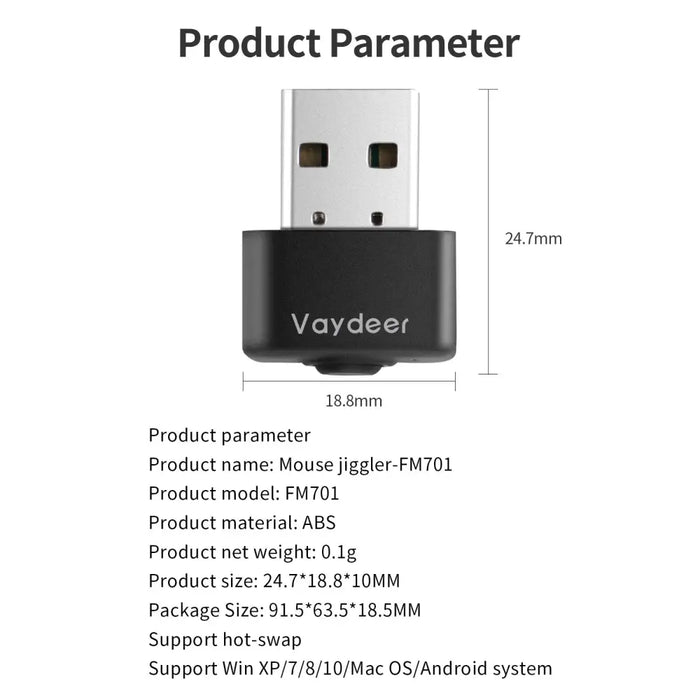 Mini Mouse Jiggler Usb Mover Supports Multi-track Simulate