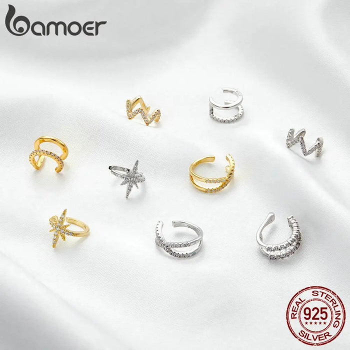 Mono-earring Gold Ear Cuff 925 Sterling Silver Colours