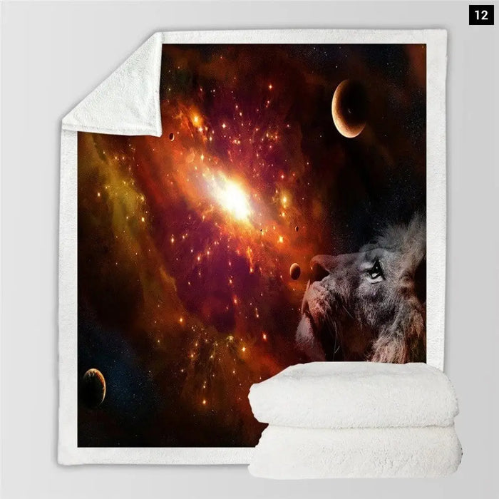 Moon Eclipse Changing Velvet Plush Throw Blanket Galaxy