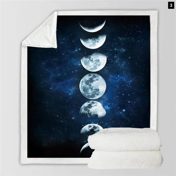 Moon Eclipse Changing Velvet Plush Throw Blanket Galaxy