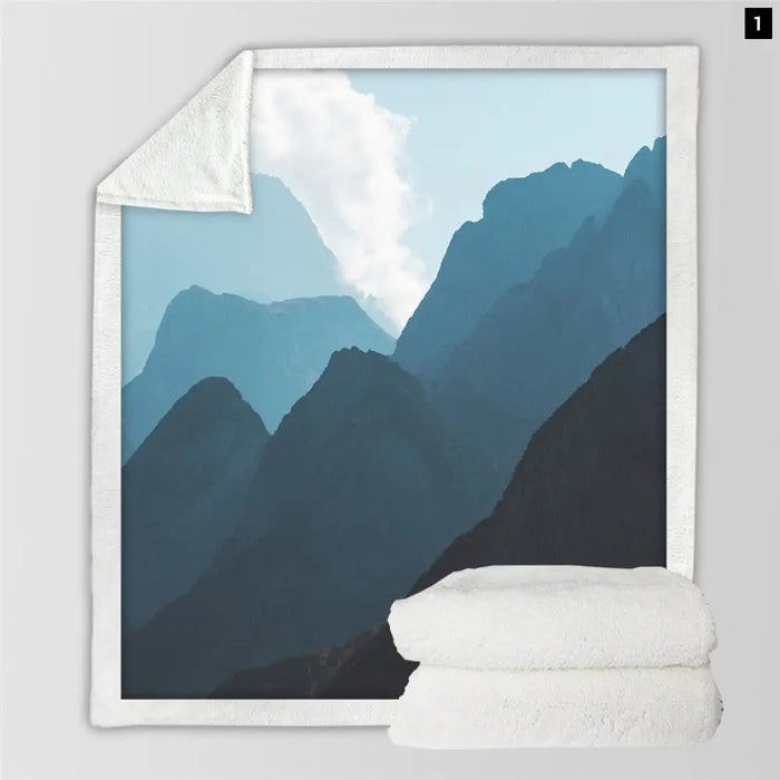 Mountain Landscape Blanket For Bed Nature Beauty Plaid Hazy