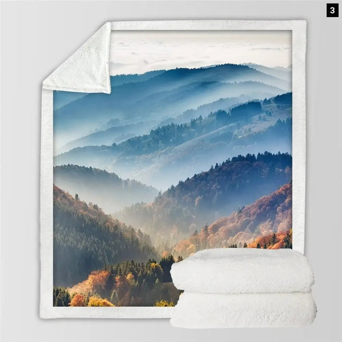 Mountain Landscape Blanket For Bed Nature Beauty Plaid Hazy