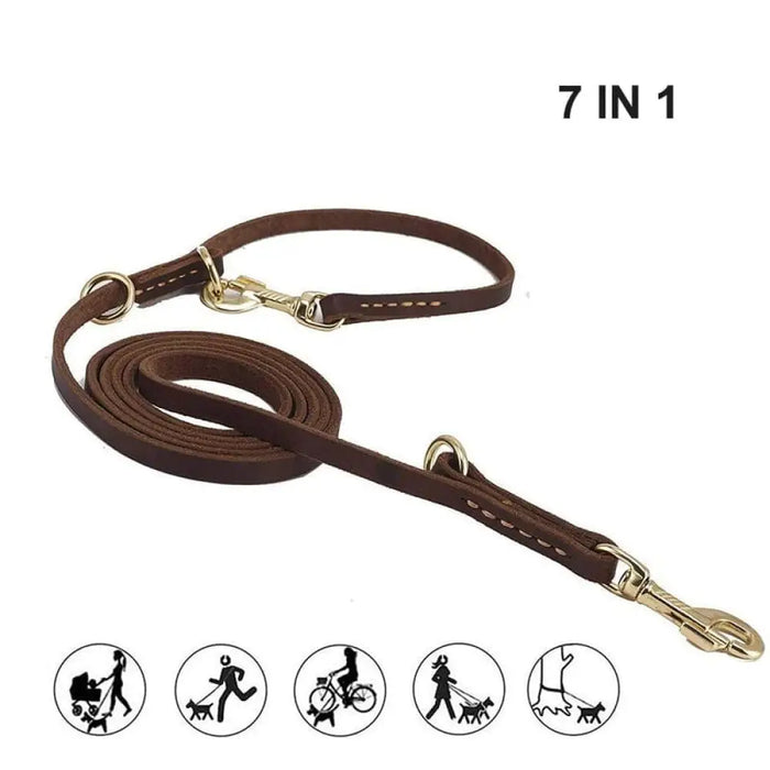 Multifunctional Genuine Leather Hands-free Training Pet