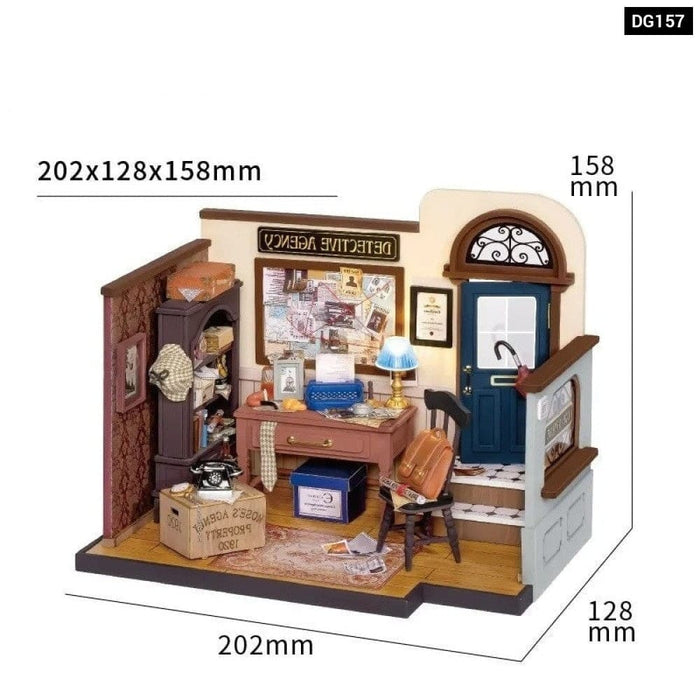 Diy Mystery Archives Bureau Decorative Ornament Kids Adult Miniature Fantasy Magic Doll House Wooden Kit Toy