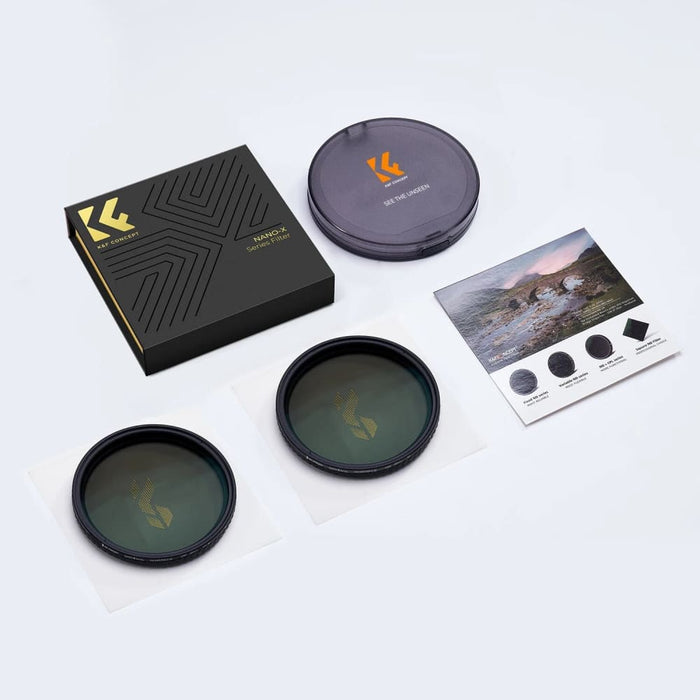 NANO-X Variable ND Filter Kit 2Pcs ND2-32&ND32-512 Adjustable Neutral Density 49-82mm DSLR Camera Lens Filters Set