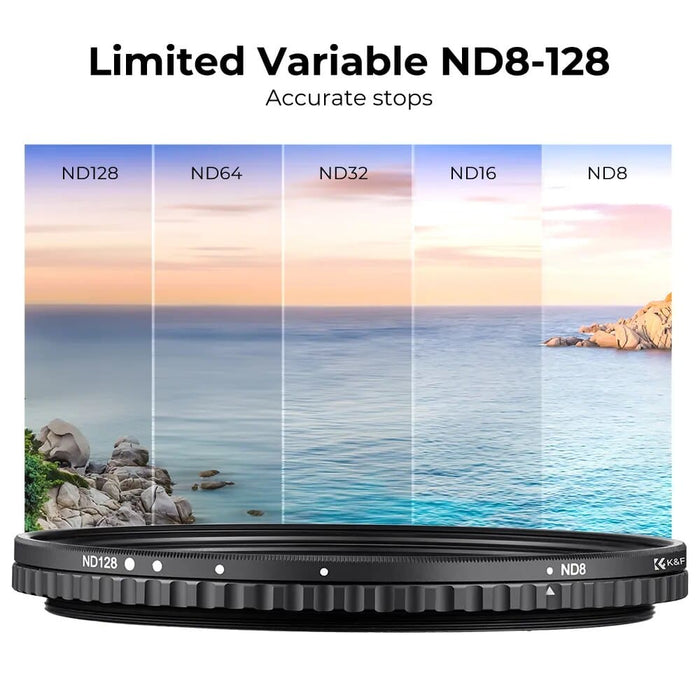 ND8-ND128 Variable ND Filter NO"X" Spot 52mm 58mm 67mm 72mm 77mm 82mm DSLR Camera Neutral Densityr Lens Filters