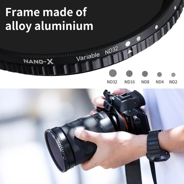 ND2-ND32 Fader ND Filter 67mm 72mm 77mm 82mm No X Spot Variable Neutral Density Multiple Layer Filter with Lens Cap