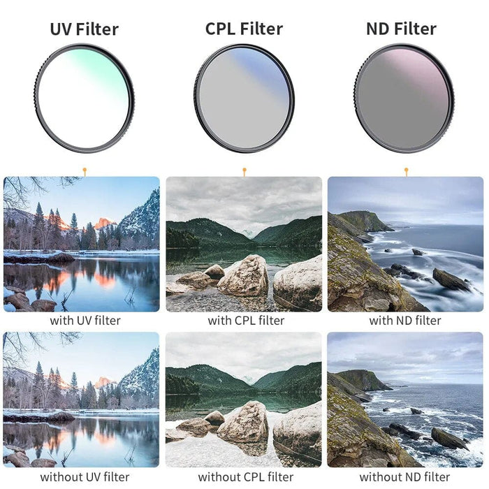 Netural Density Nd4 Mcuv Cpl Camera Filter Kit 49-82mm