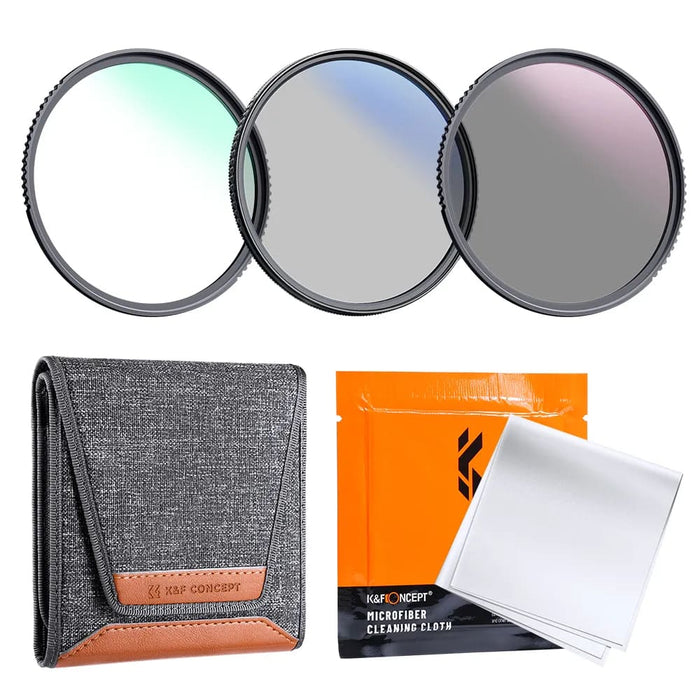 Netural Density ND4+MCUV+CPL Filter Kit Camera Lens Bundle Cleaning Cloth and Filter Pouch 49 52 58 67 72 77 82mm