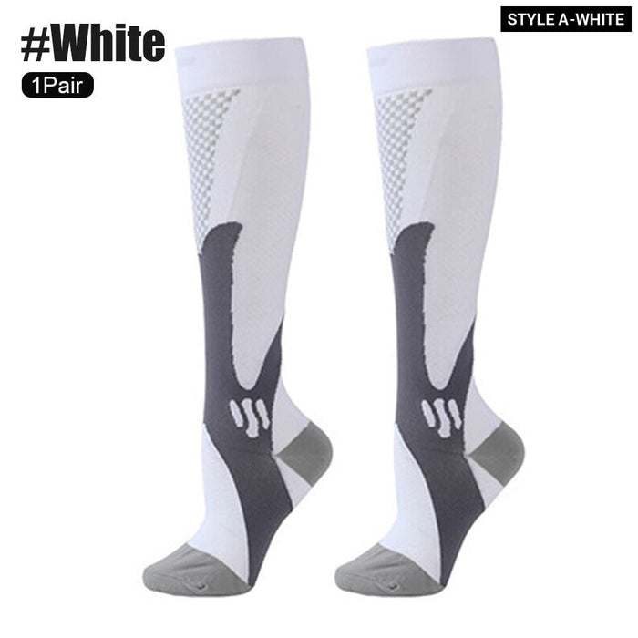1 Pair Breathable Nylon Compression Long Socks For Running Basketball Football