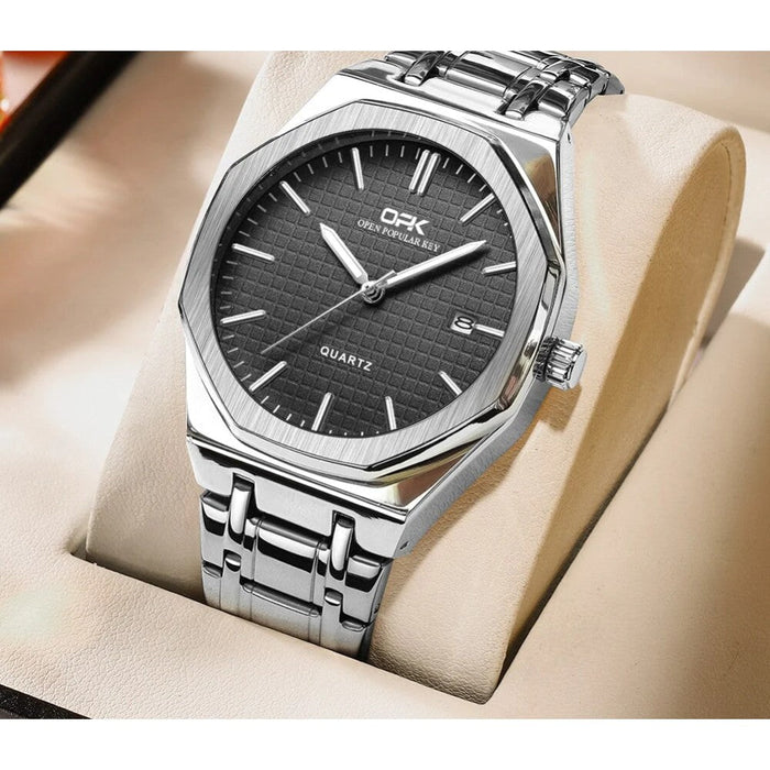 Opk Brand Men Watch Simple Fashion Waterproof Luminous Stainless Steel Strap