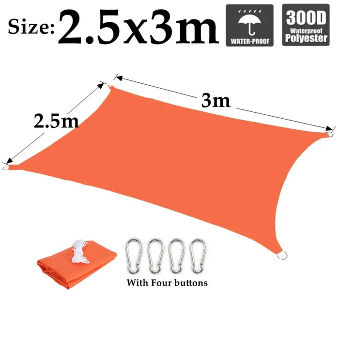 Outdoor Awnings Orange Polyester Waterproof Sun Sail Canvas