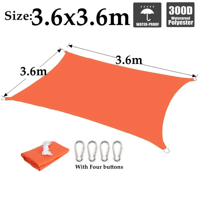 Outdoor Awnings Orange Polyester Waterproof Sun Sail Canvas