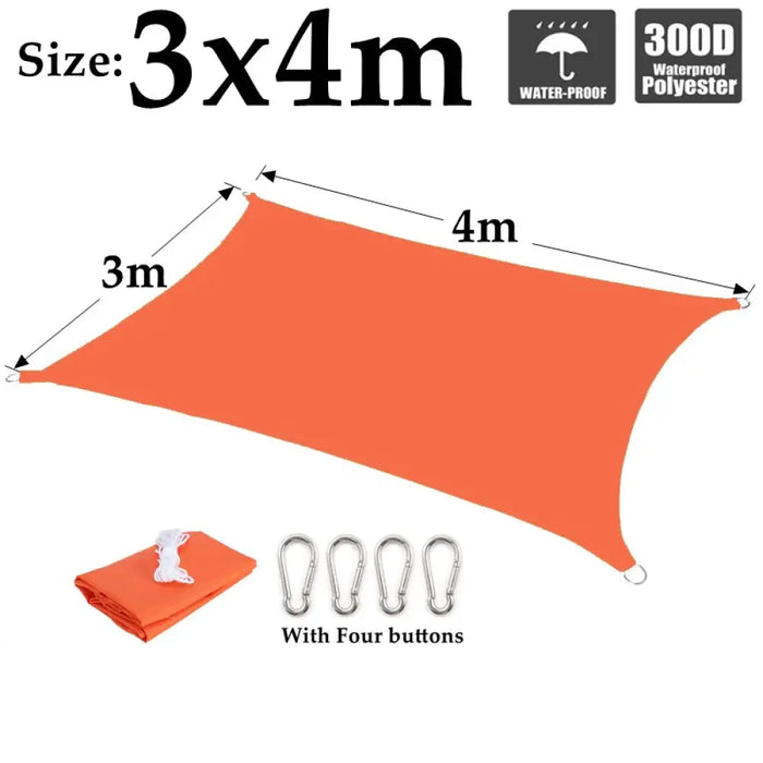 Outdoor Awnings Orange Polyester Waterproof Sun Sail Canvas