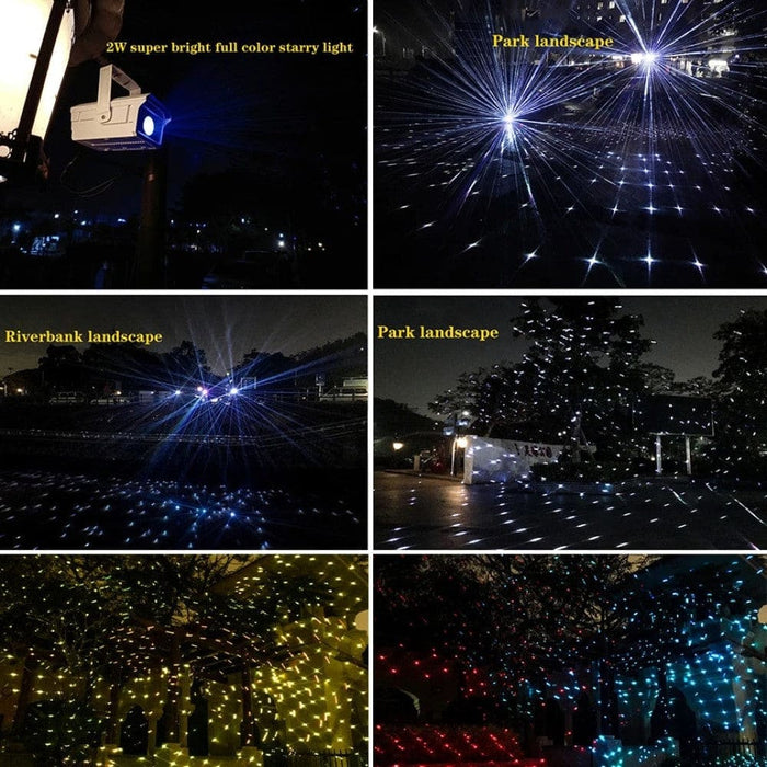 2W Outdoor Waterproof Starry Sky Star White Laser Light Projector DMX Full Colour Garden Xmas Tree Square Party Decor Lamp