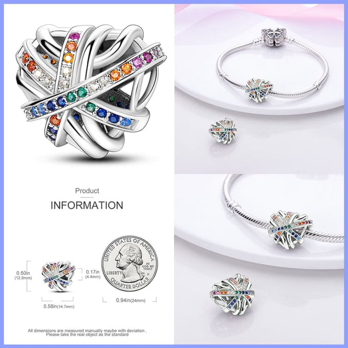 Fit Pandora 925 Original Bracelet 925 Sterling Silver Shining Colourful Zircon Heart Charms Beads Exquisite DIY Jewelry