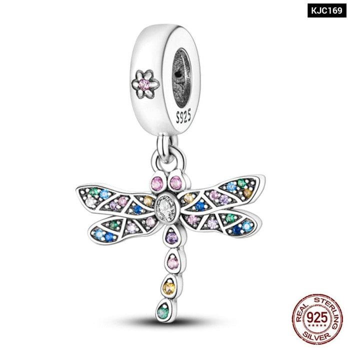 Fit Pandora 925 Original Bracelet 925 Sterling Silver Shining Colourful Zircon Heart Charms Beads Exquisite DIY Jewelry