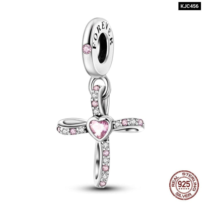 Fit Pandora 925 Original Bracelet 925 Sterling Silver Shining Colourful Zircon Heart Charms Beads Exquisite DIY Jewelry