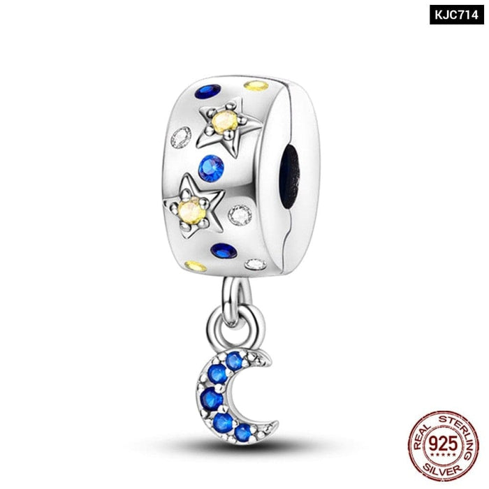 Fit Pandora 925 Original Bracelet 925 Sterling Silver Shining Colourful Zircon Heart Charms Beads Exquisite DIY Jewelry