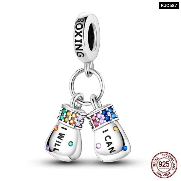 Fit Pandora 925 Original Bracelet 925 Sterling Silver Shining Colourful Zircon Heart Charms Beads Exquisite DIY Jewelry