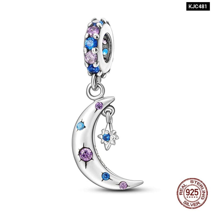 Fit Pandora 925 Original Bracelet 925 Sterling Silver Shining Colourful Zircon Heart Charms Beads Exquisite DIY Jewelry