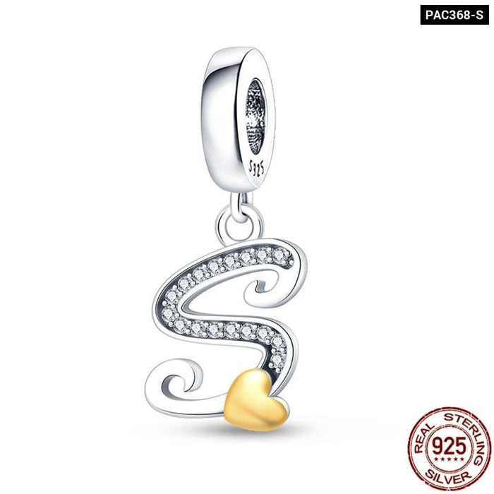 Fit Pandora 925 Original Bracelets 26 Alphabet A-Z Letters Silver Charms Beads For DIY Jewelrys Making