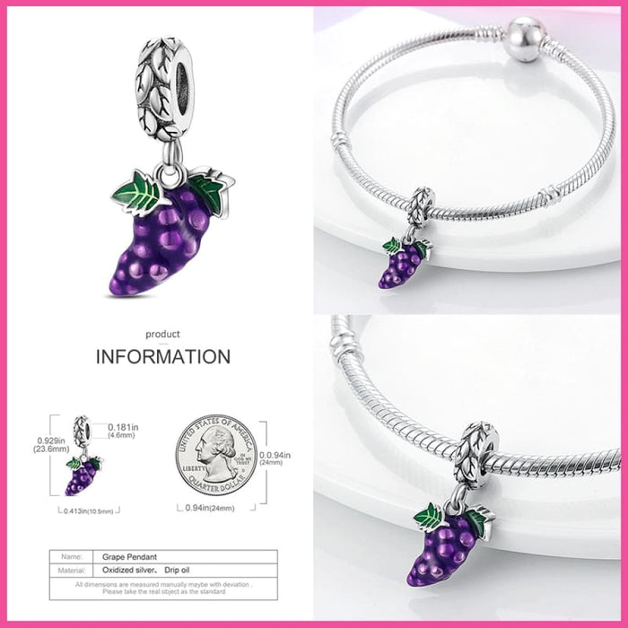 Fit Pandora 925 Original Bracelets Avocado Cherry Watermelon Banana Fruit Silver Charms Beads DIY Jewelrys