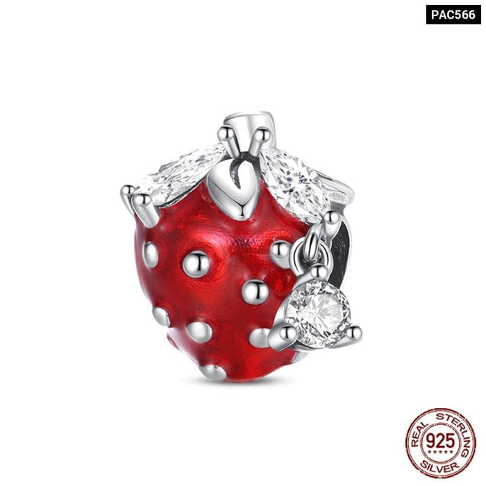 Fit Pandora 925 Original Bracelets Avocado Cherry Watermelon Banana Fruit Silver Charms Beads DIY Jewelrys