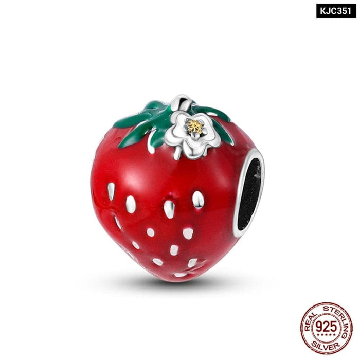 Fit Pandora 925 Original Bracelets Avocado Cherry Watermelon Banana Fruit Silver Charms Beads DIY Jewelrys