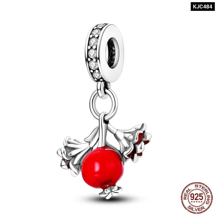 Fit Pandora 925 Original Bracelets Avocado Cherry Watermelon Banana Fruit Silver Charms Beads DIY Jewelrys