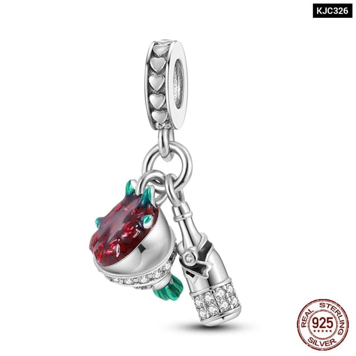 Fit Pandora 925 Original Bracelets Avocado Cherry Watermelon Banana Fruit Silver Charms Beads DIY Jewelrys