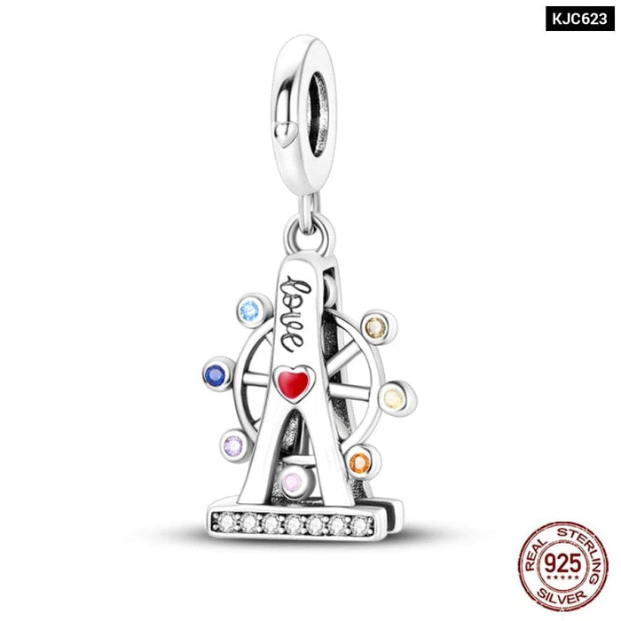 Fit Pandora 925 Original Bracelets 925 Sterling Silver Lipstick High-heeled Shoes Charms Beads Fine Anniversary Jewelry