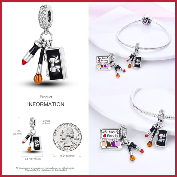 Fit Pandora 925 Original Bracelets 925 Sterling Silver Lipstick High-heeled Shoes Charms Beads Fine Anniversary Jewelry