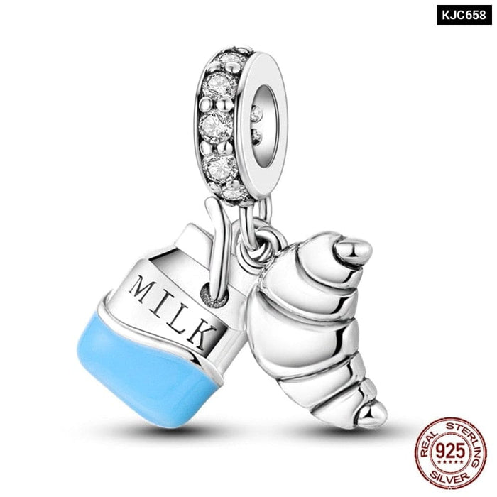 Fit Pandora 925 Original Bracelets 925 Sterling Silver Lipstick High-heeled Shoes Charms Beads Fine Anniversary Jewelry