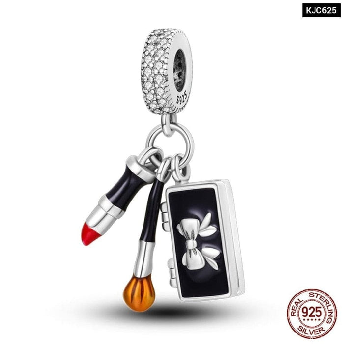 Fit Pandora 925 Original Bracelets 925 Sterling Silver Lipstick High-heeled Shoes Charms Beads Fine Anniversary Jewelry