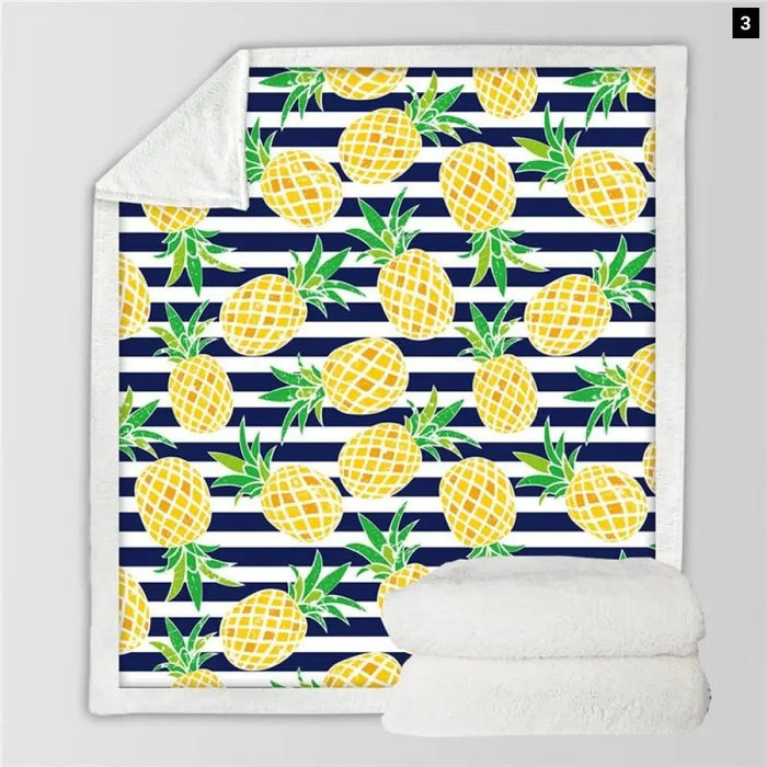 Pineapple Throw Blanket Fruit Custom Golden Leaf Sherpa