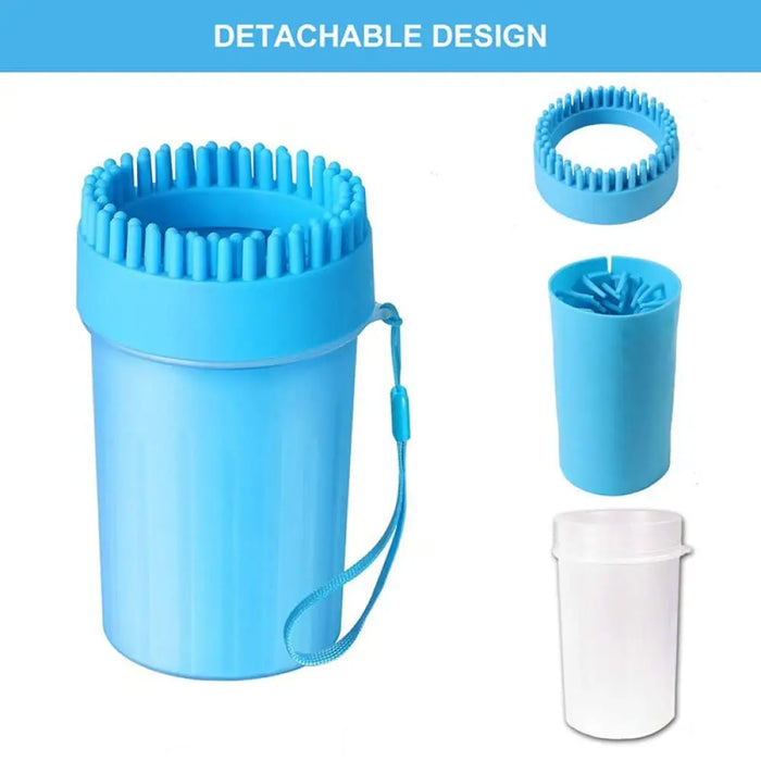Portable 2 in 1 Safe Soft Silicone Pet Paw Cleaner Brush Cup