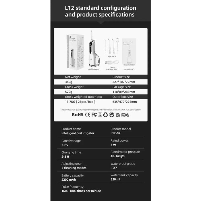 Portable Usb Charge Oral Irrigator Dental Teeth Cleaning