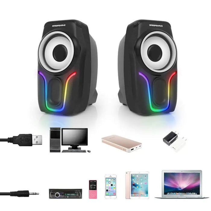 Vibe Geeks Portable Wired Mini Gaming Speakers